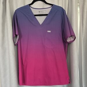 Figs V-Neck Gradient Scrub Top in Purple and Pink